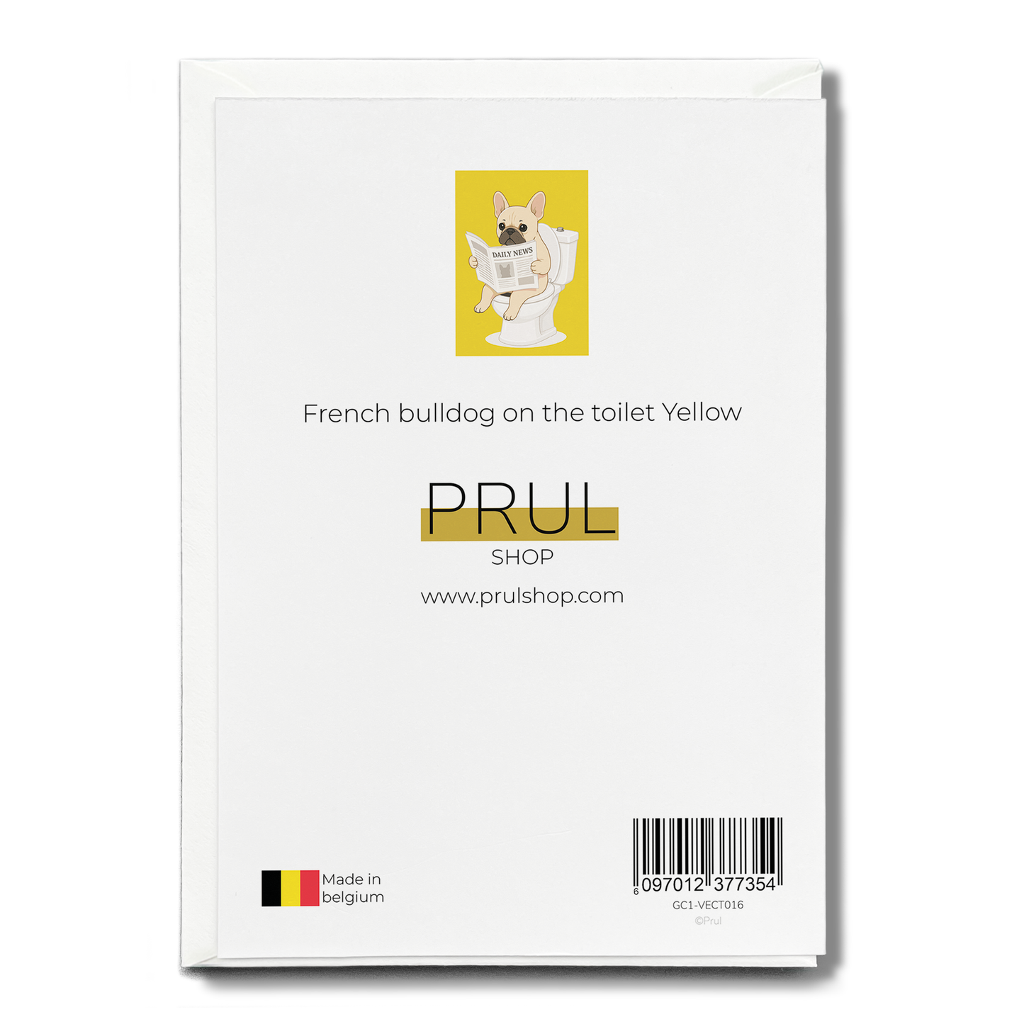French bulldog on the toilet Yellow - Greeting Card