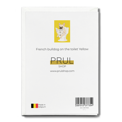French bulldog on the toilet Yellow - Greeting Card