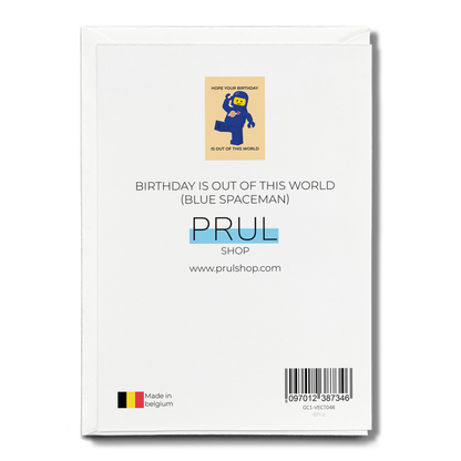 Birthday is out of this world (Blue spaceman) - Greeting Card