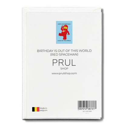 Birthday is out of this world (Red spaceman) - Greeting Card