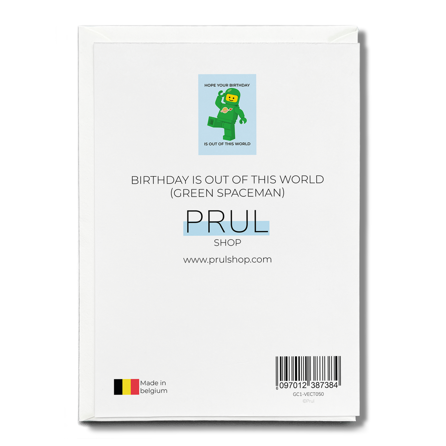 Birthday is out of this world (Green spaceman) - Greeting Card