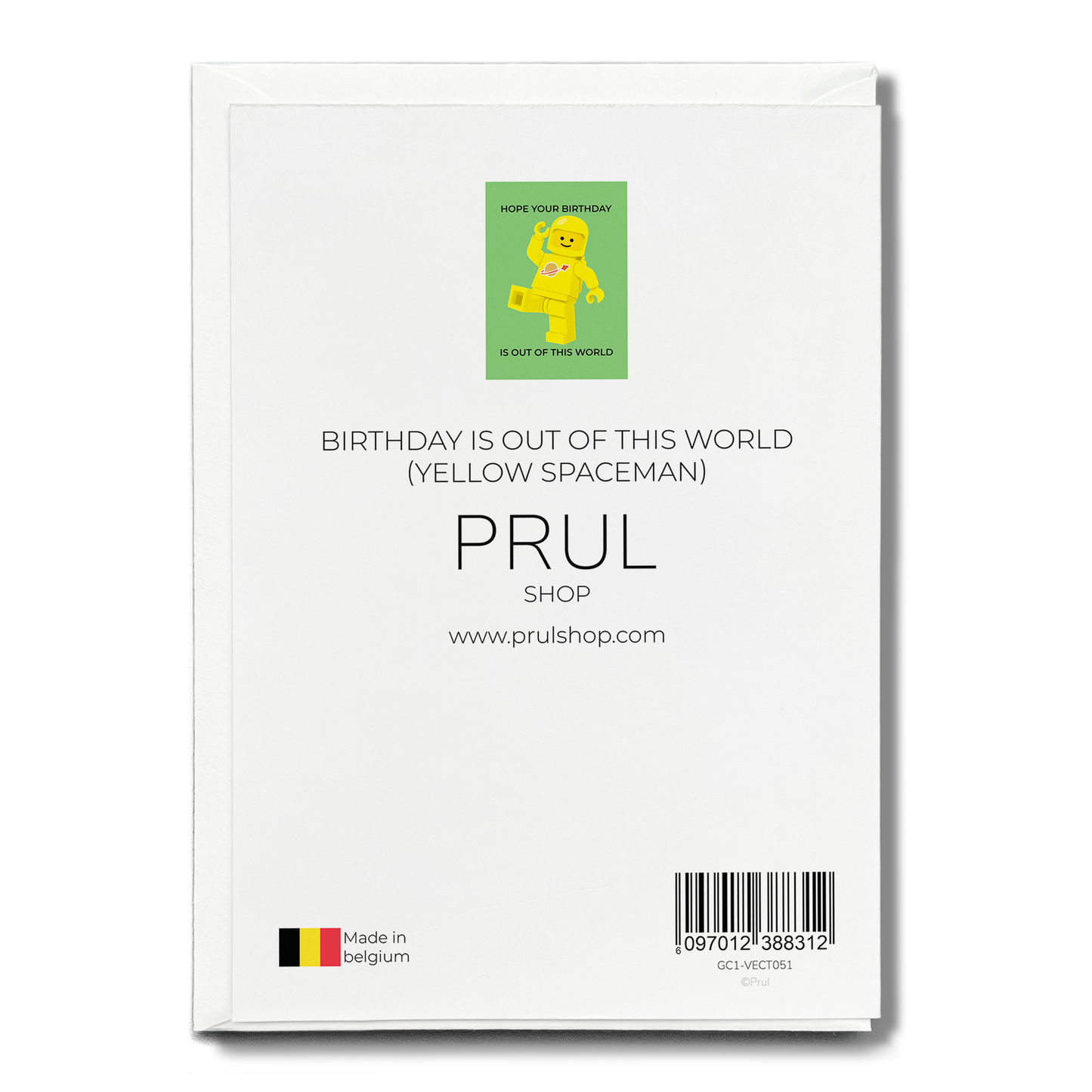 Birthday is out of this world (Yellow spaceman) - Greeting Card