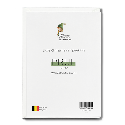 Little Christmas elf peeking - Greeting Card