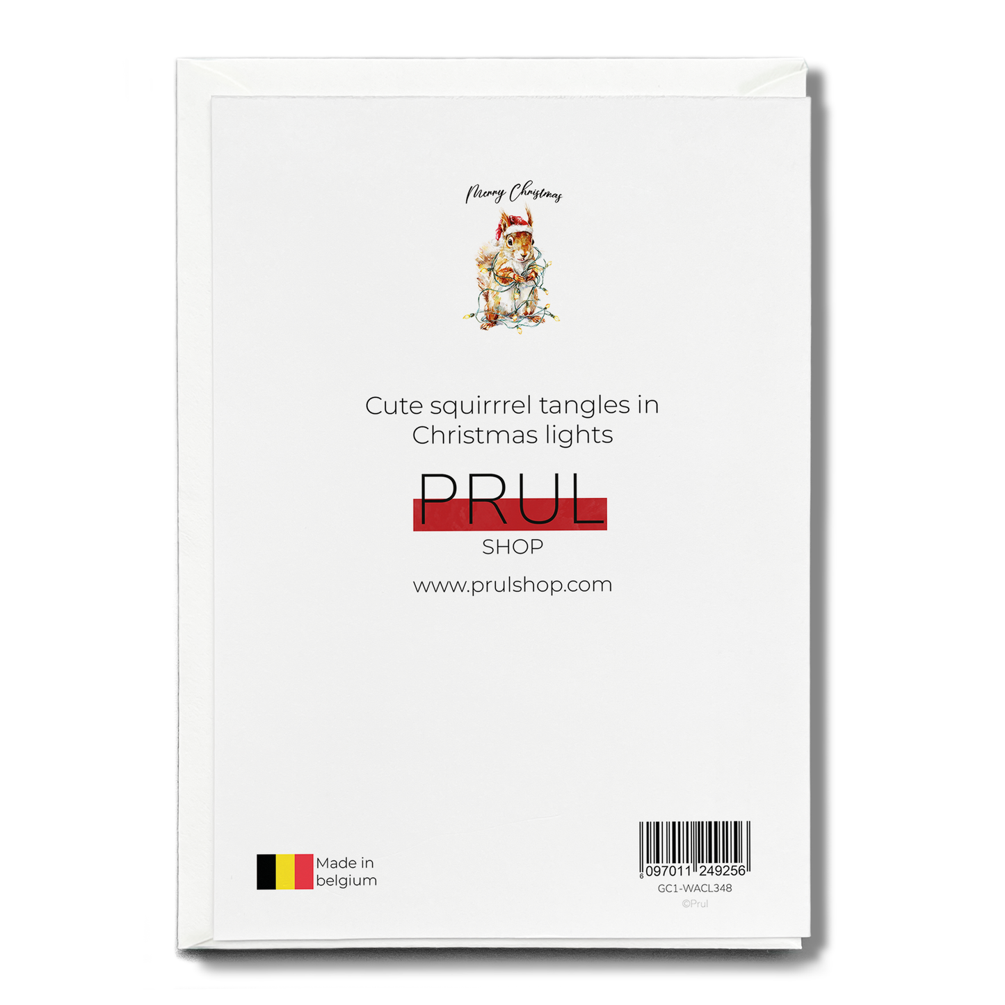 Cute squirrrel tangles in Christmas lights - Greeting Card