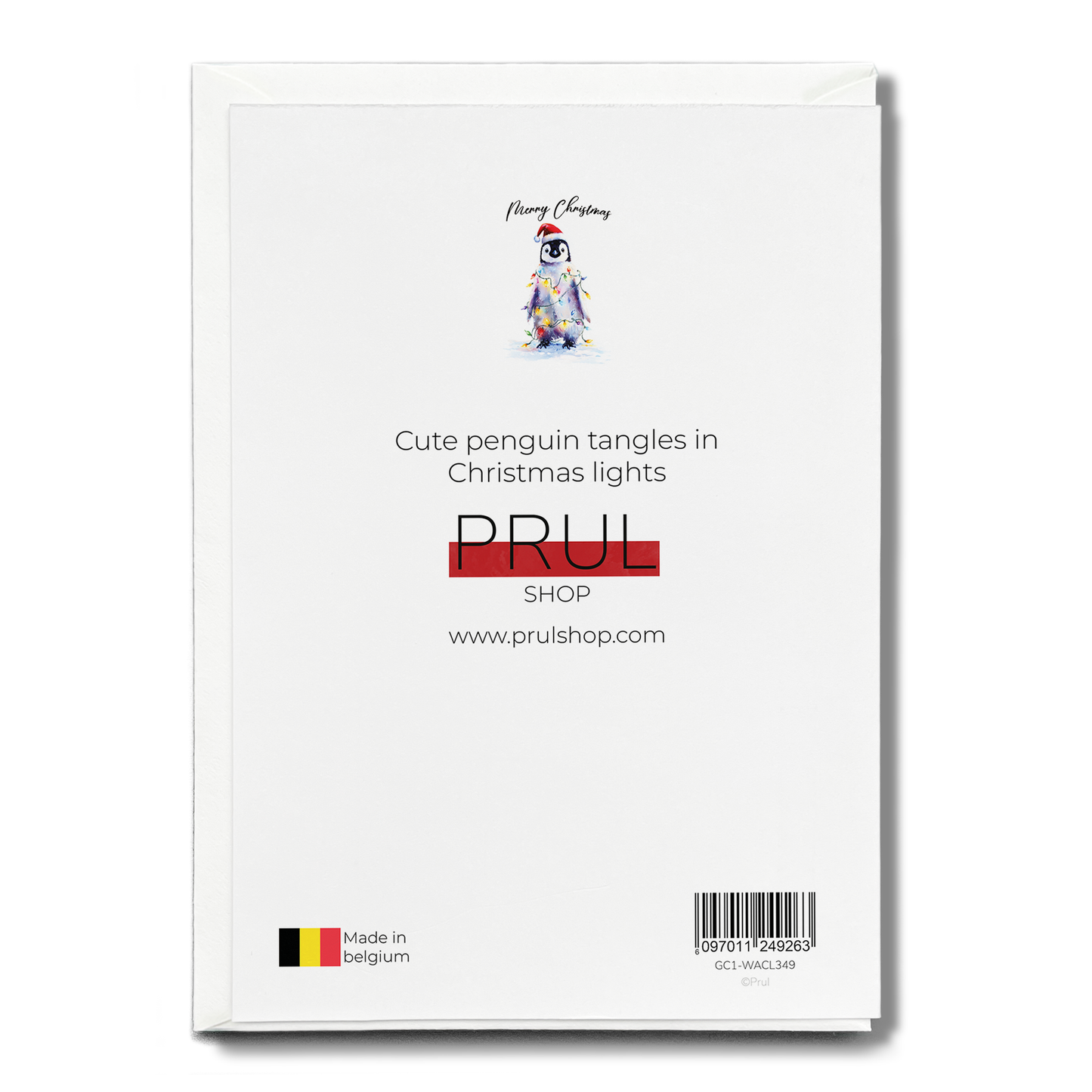 Cute penguin tangles in Christmas lights - Greeting Card