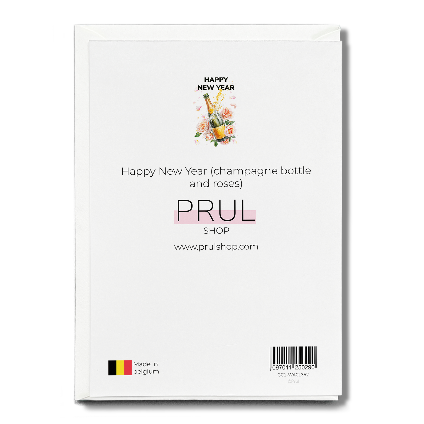 Happy New Year (champagne bottle and roses) - Greeting Card