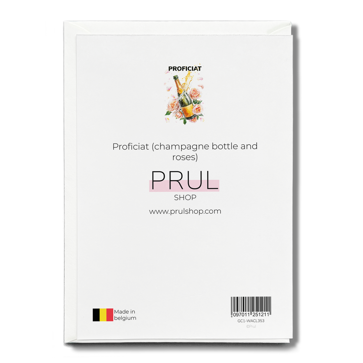 Proficiat (champagne bottle and roses) - Greeting Card