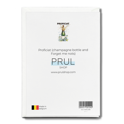 Proficiat (champagne bottle and Forget me nots) - Greeting Card