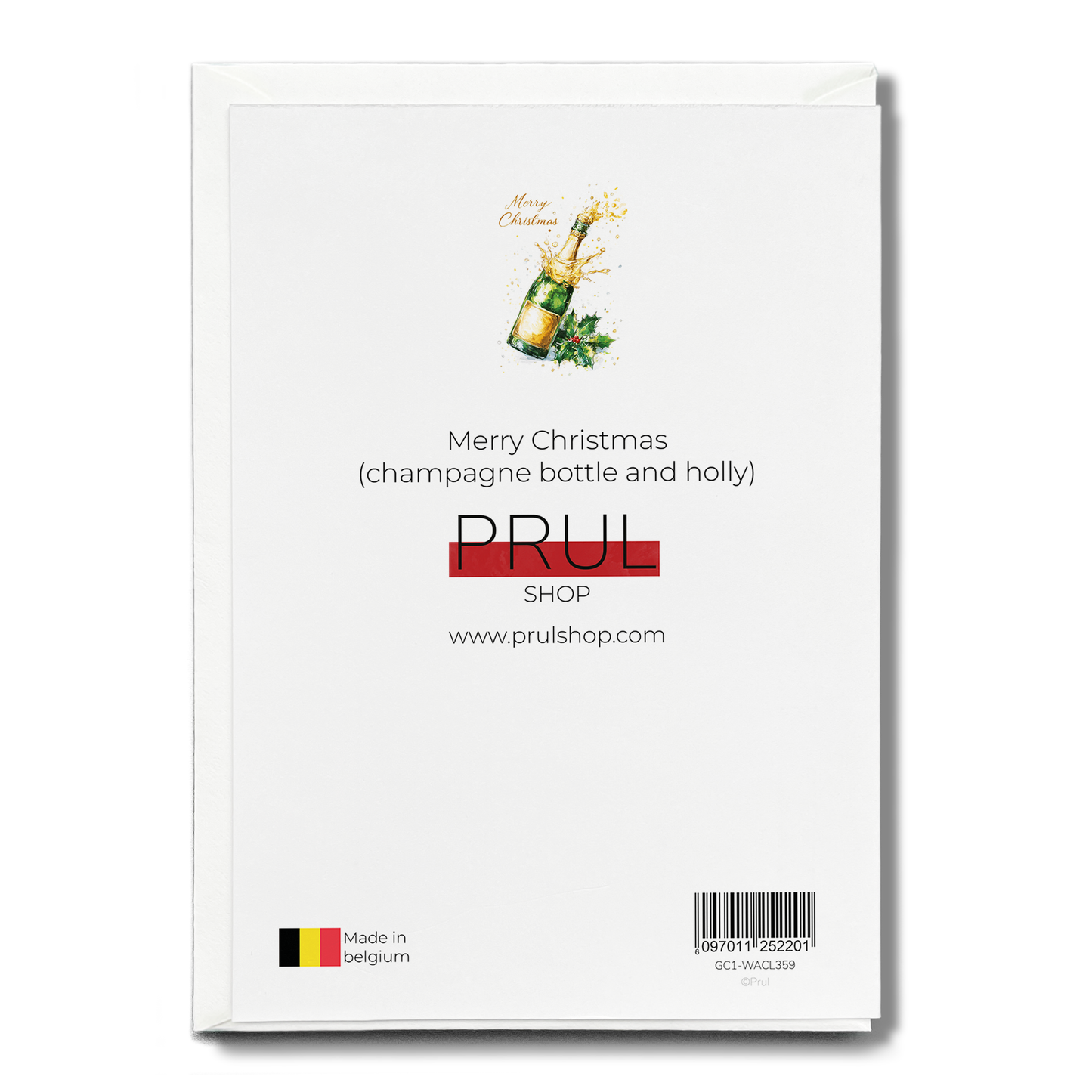 Merry Christmas (champagne bottle and holly) - Greeting Card