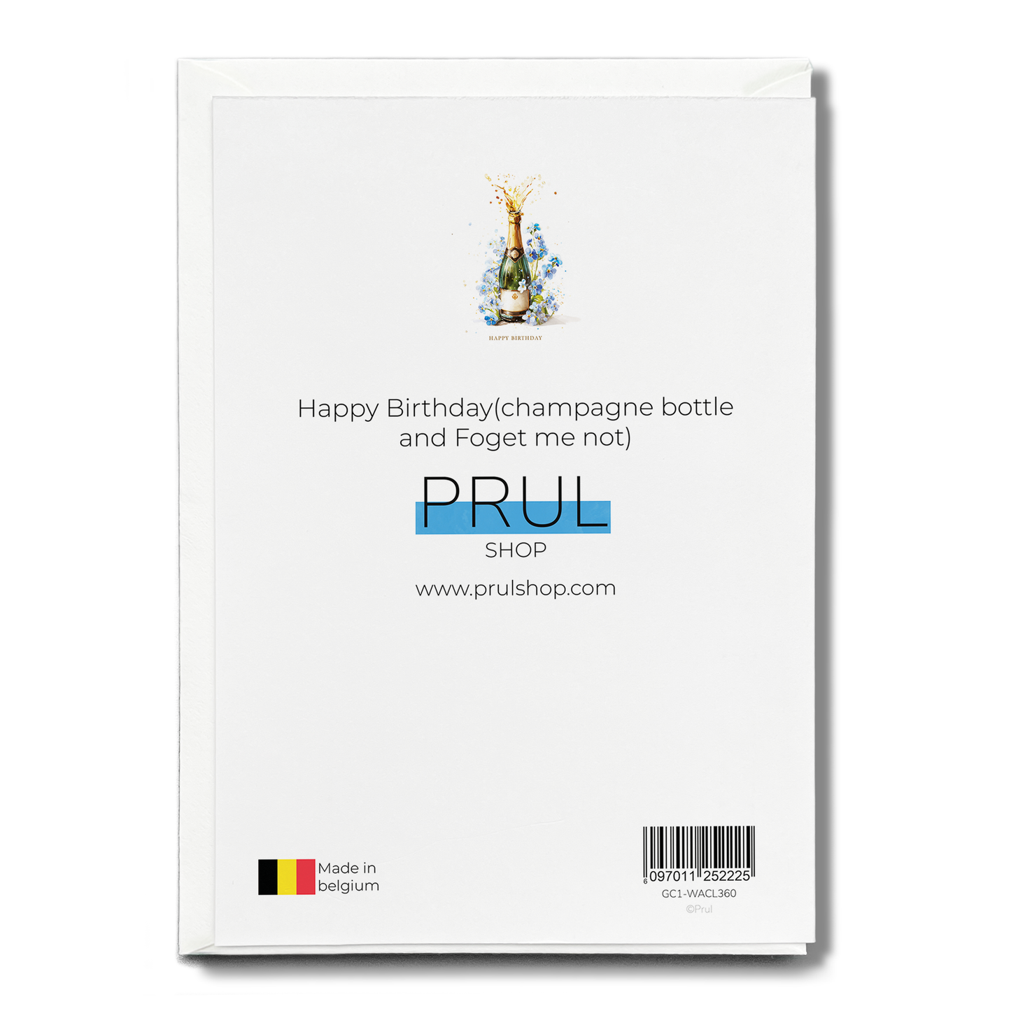 Happy Birthday (champagne bottle and Foget me not) - Greeting Card