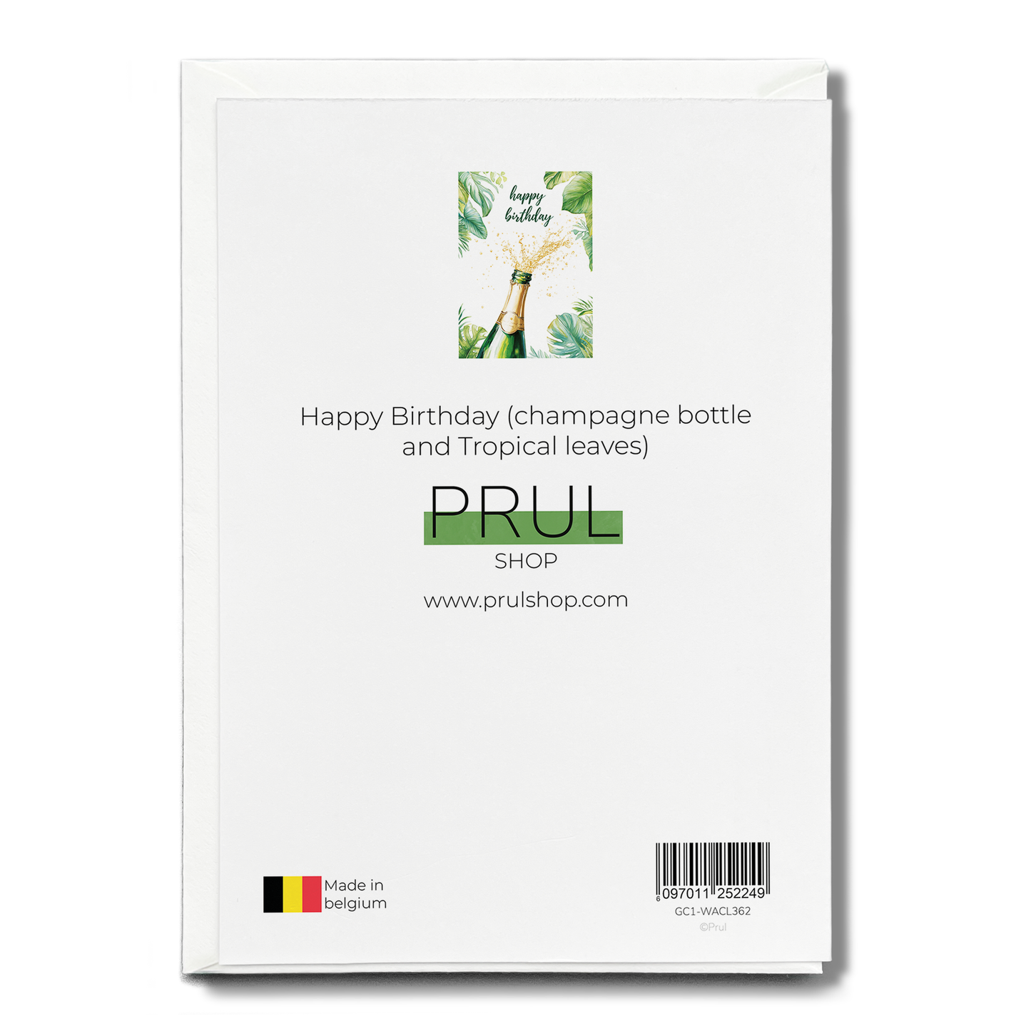 Happy Birthday (champagne bottle and Tropical leaves) - Greeting Card