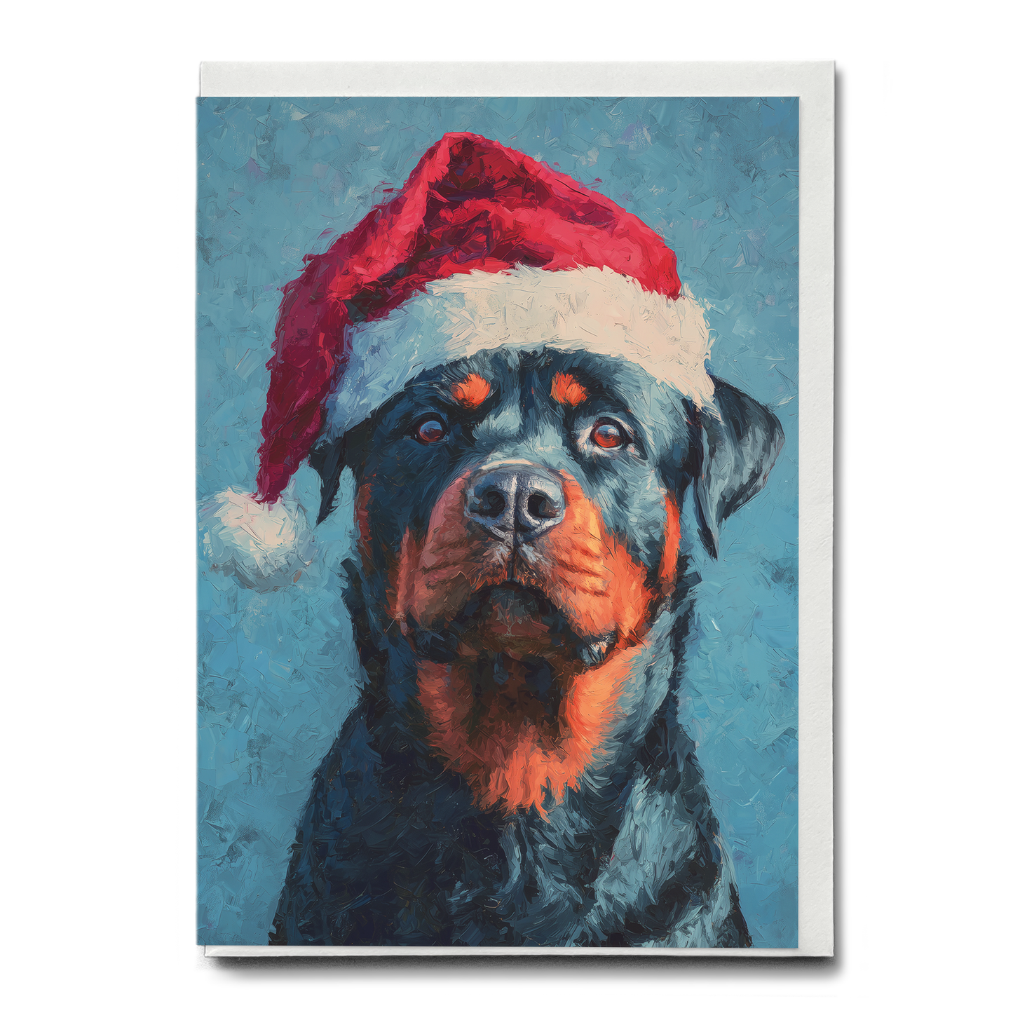 Rottweiler wearing Christmas hat - Greeting Card