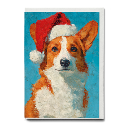 Corgis wearing Christmas hat - Greeting Card