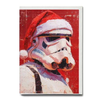 Storm Trooper wearing Christmas hat - Greeting Card