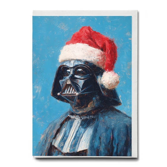 Darth Vader wearing Christmas hat - Greeting Card