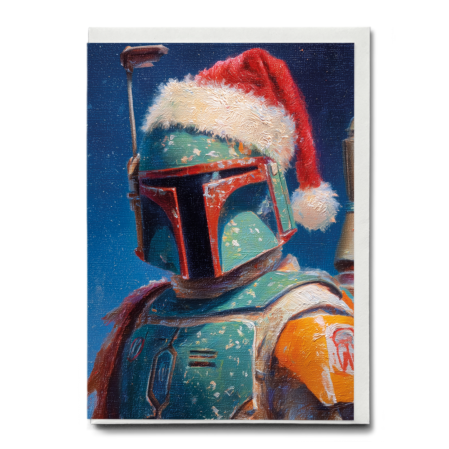 Boba Fett wearing Christmas hat - Greeting Card