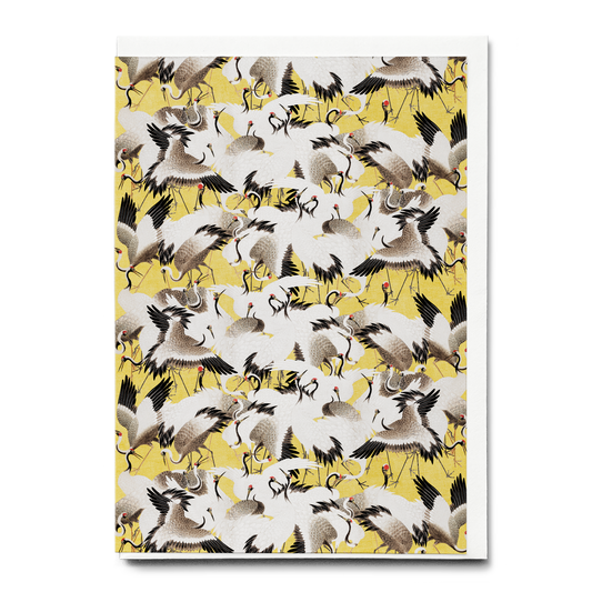Japanese flock of cranes - Greeting Card