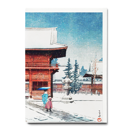 Snow at Nezu-Gongen Shrine by Kawase Hasui - Greeting Card