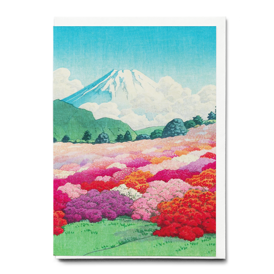 Azalea Garden and Mount Fuji Canvas by Kawase Hasui - Greeting Card