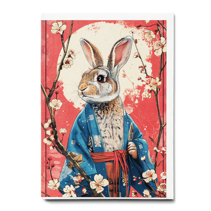 Bunny wearing a kimono - Greeting Card