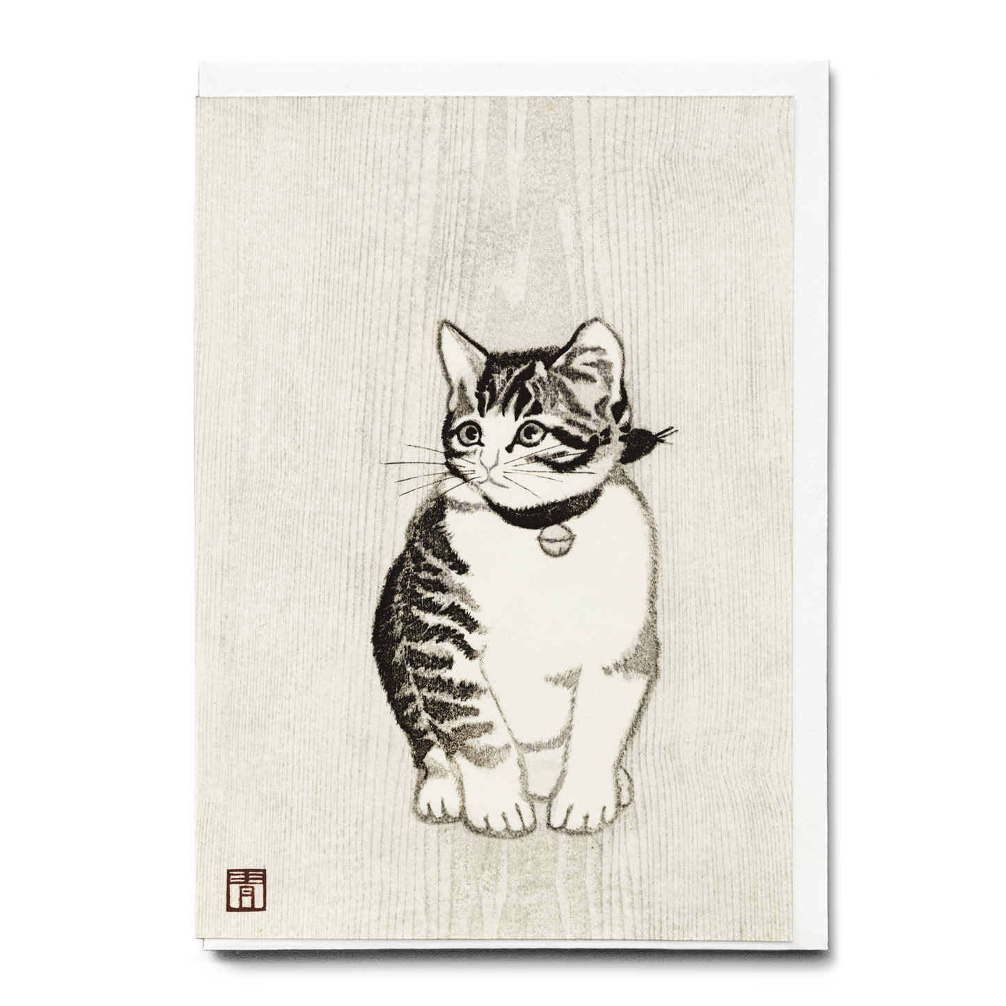Kitten with Bell by Masaharu Aoyama - Greeting Card