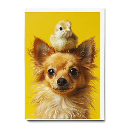 Chihuahua with little chick - Greeting Card