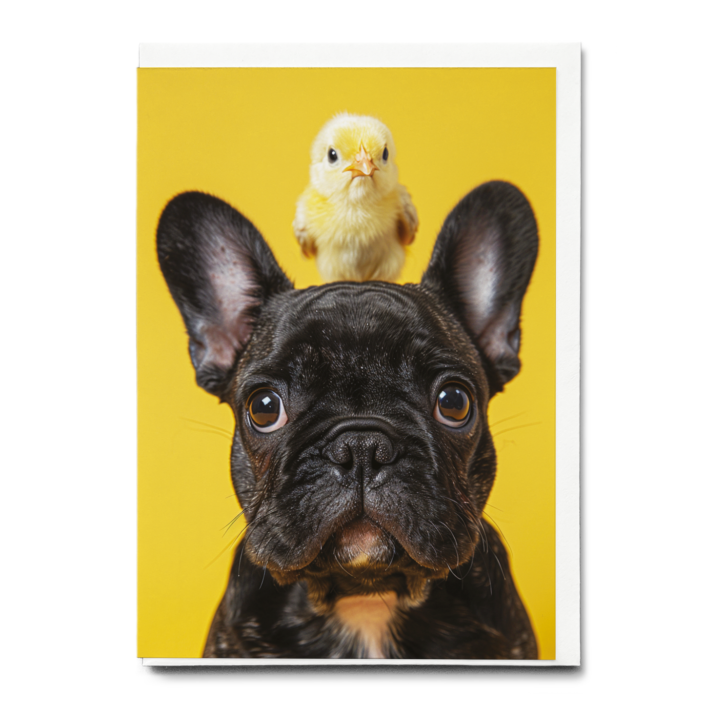 French Bulldog with little chick - Greeting Card