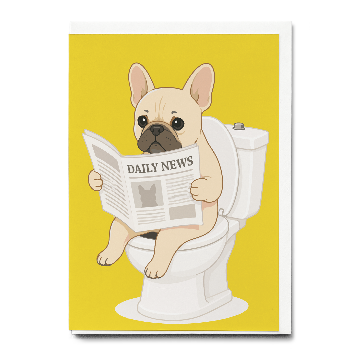 French bulldog on the toilet Yellow - Greeting Card