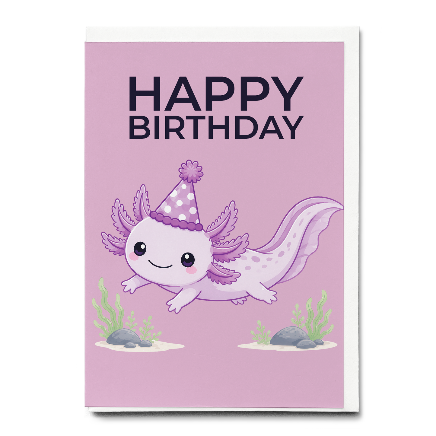 Happy Birtdhay Purple Axolotl - Greeting Card
