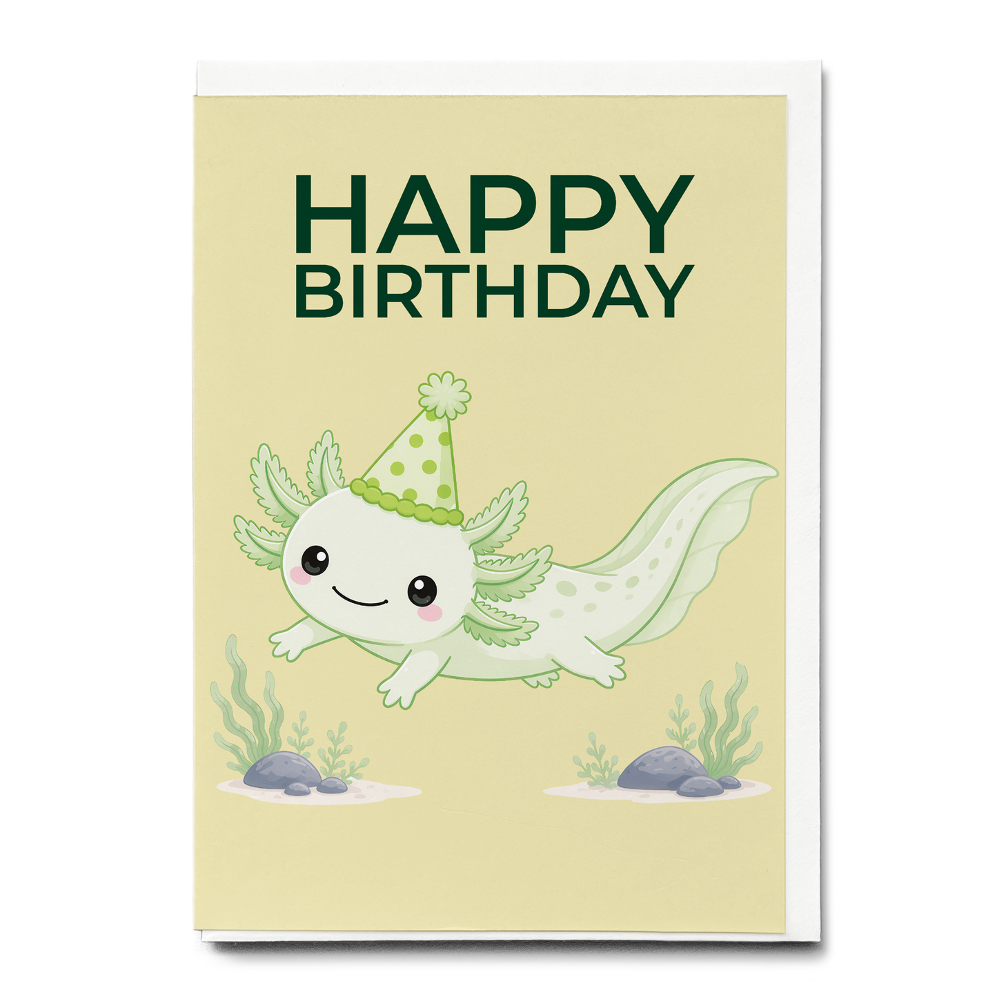 Happy Birtdhay Green Axolotl - Greeting Card