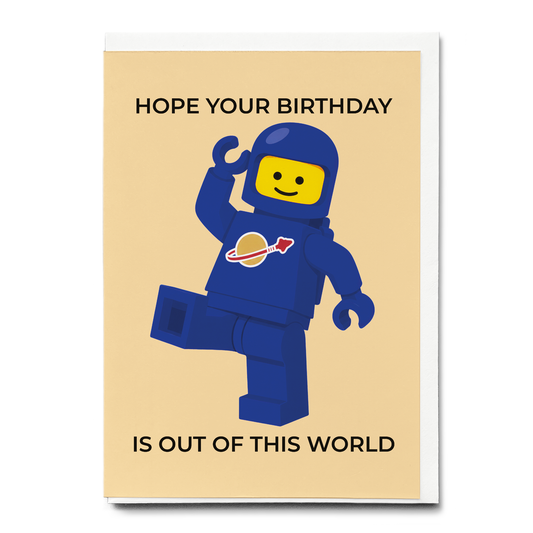 Birthday is out of this world (Blue spaceman) - Greeting Card