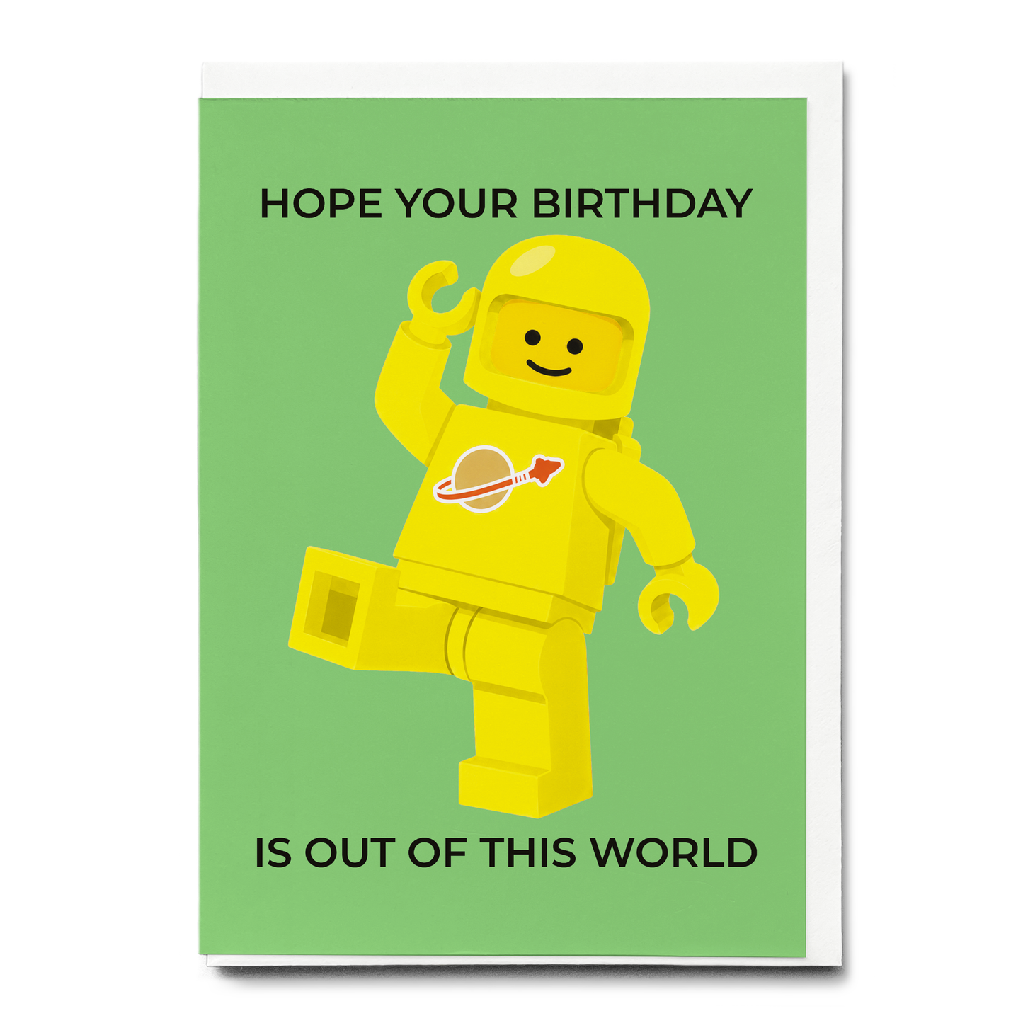 Birthday is out of this world (Yellow spaceman) - Greeting Card