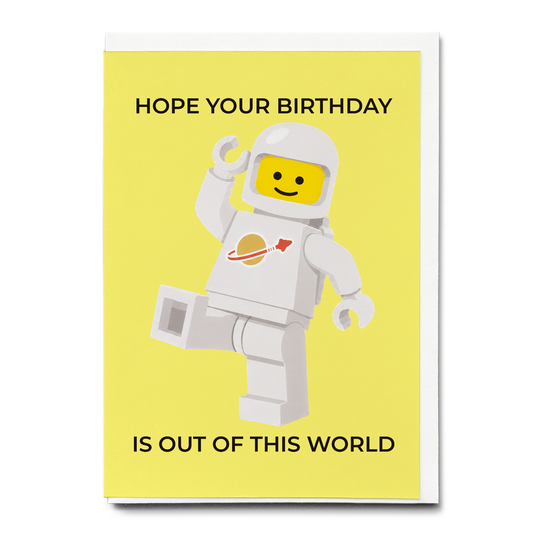 Birthday is out of this world (White spaceman) - Greeting Card