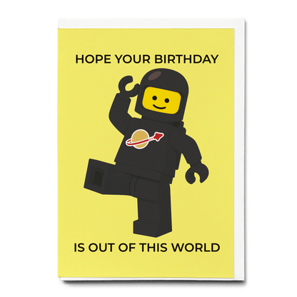 Birthday is out of this world (Black spaceman) - Greeting Card