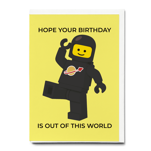 Birthday is out of this world (Black spaceman) - Greeting Card