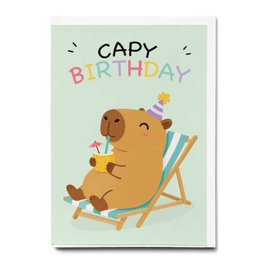 Capy birthday (Folding chair) - Greeting Card