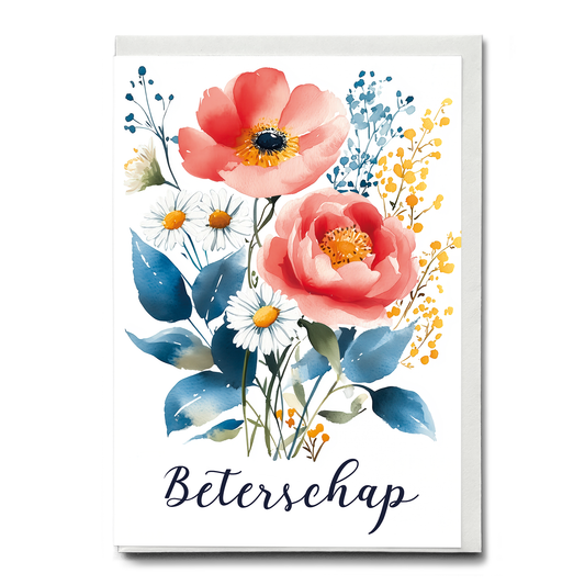 Beterschap (Pink flowers) - Greeting Card