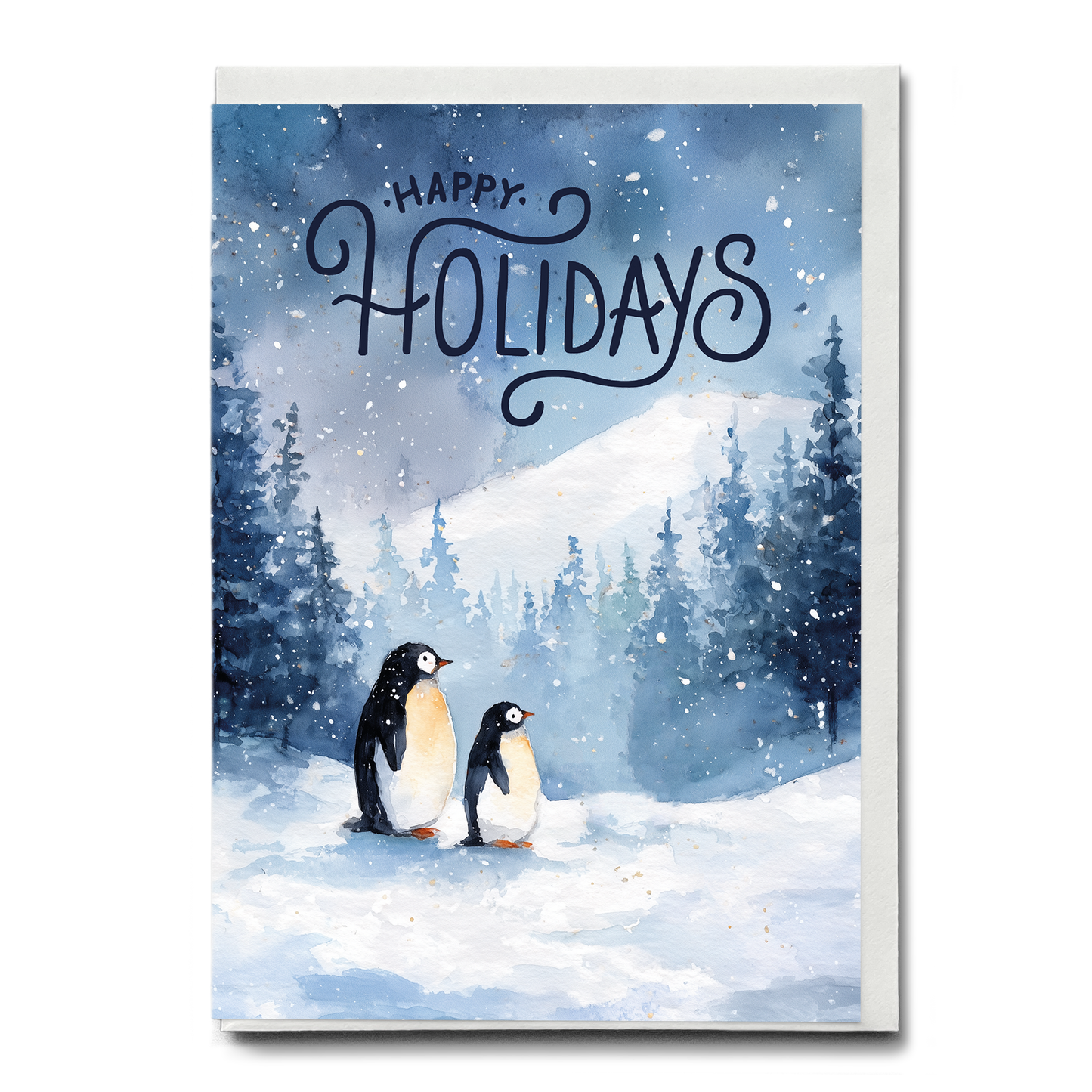 Happy holidays (penguins in the snow) - Greeting Card
