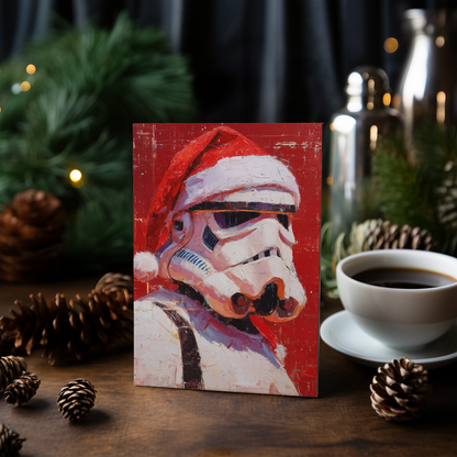 Storm Trooper wearing Christmas hat - Greeting Card