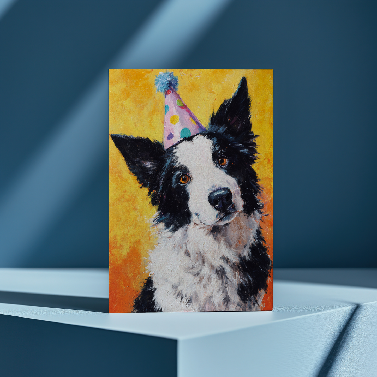 Border Collie Wearing a party hat - Greeting Card