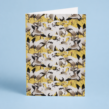 Japanese flock of cranes - Greeting Card