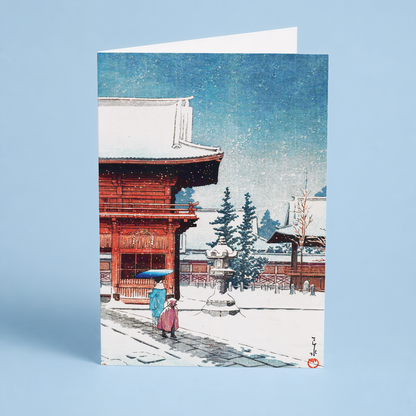 Snow at Nezu-Gongen Shrine by Kawase Hasui - Greeting Card