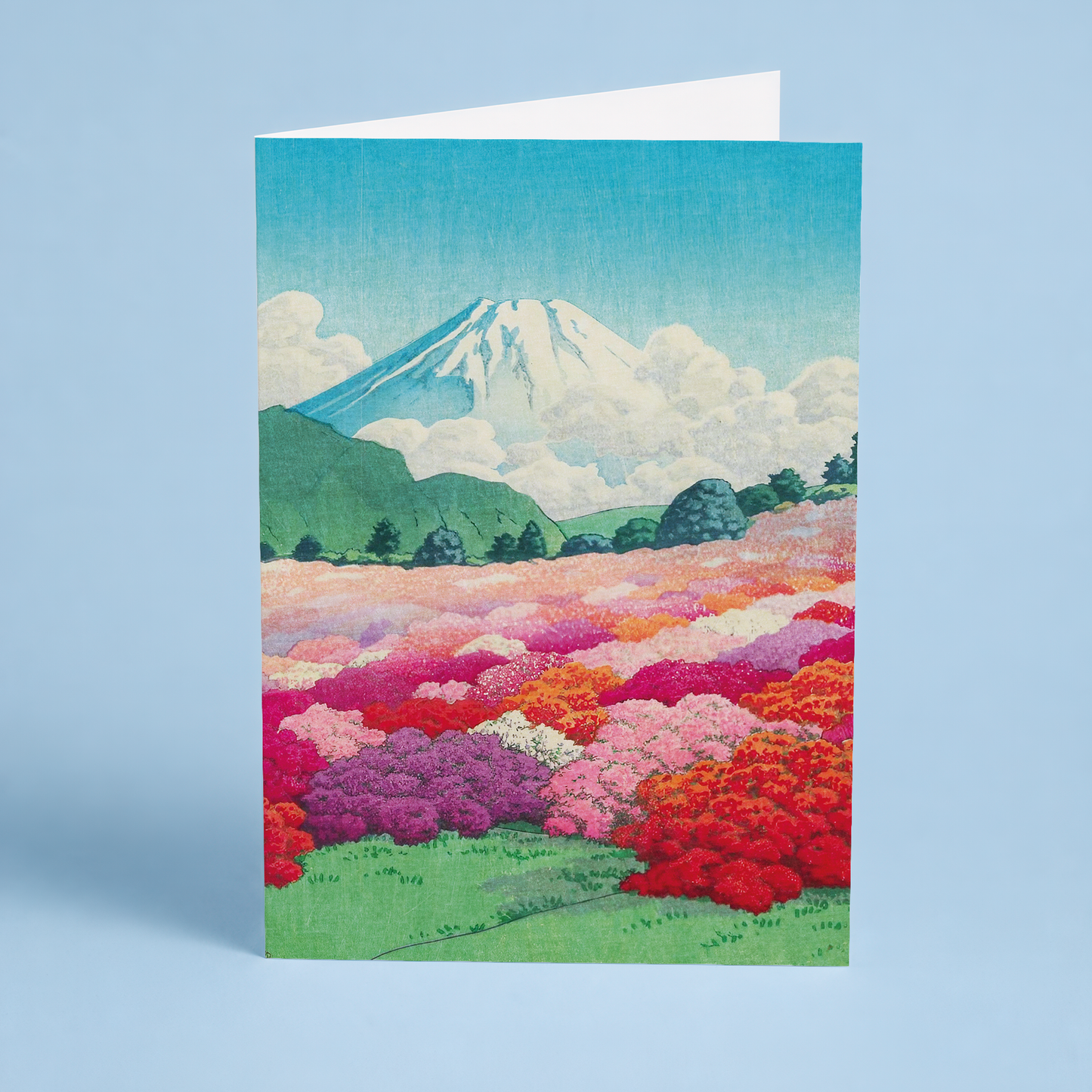 Azalea Garden and Mount Fuji Canvas by Kawase Hasui - Greeting Card