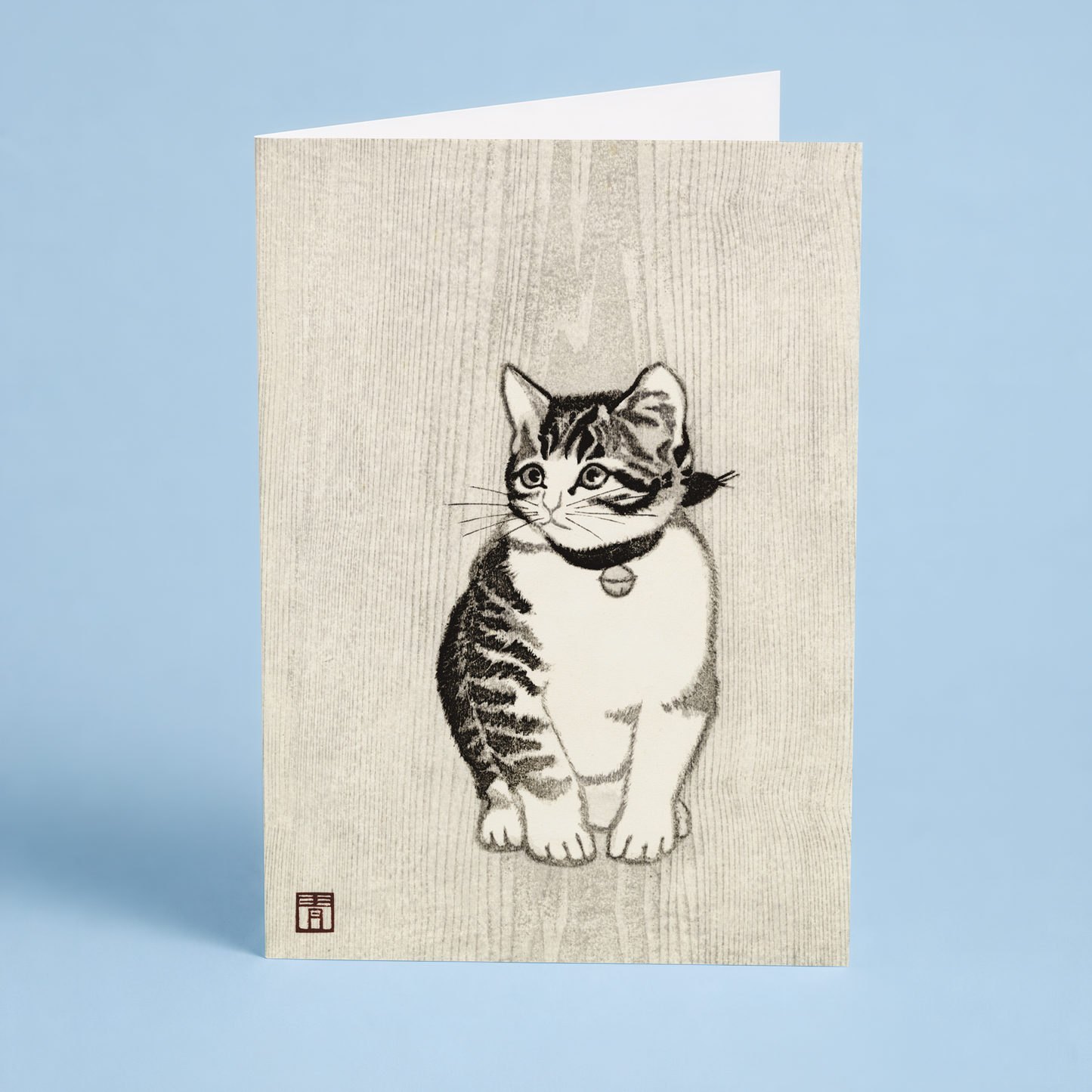 Kitten with Bell by Masaharu Aoyama - Greeting Card
