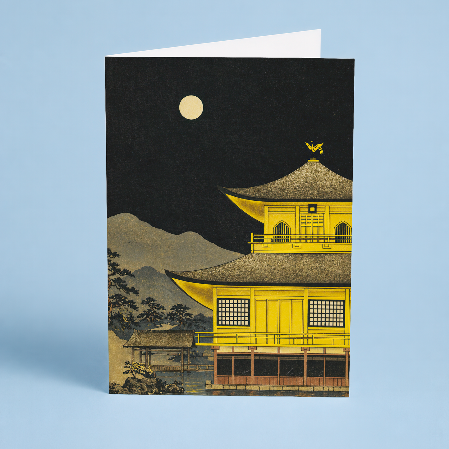 Kinkaku-ji Golden Temple at night - Greeting Card