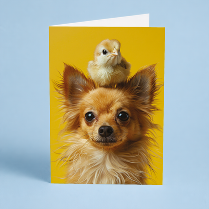 Chihuahua with little chick - Greeting Card