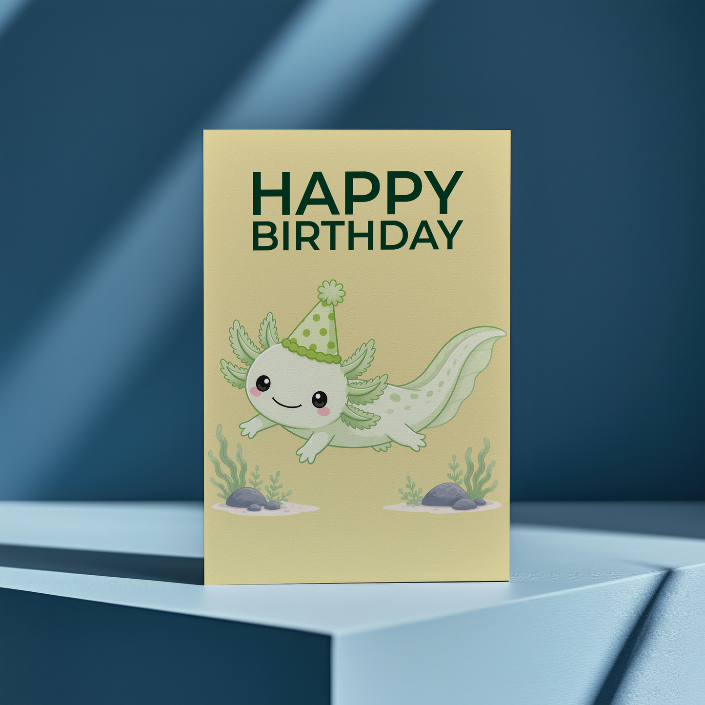 Happy Birtdhay Green Axolotl - Greeting Card