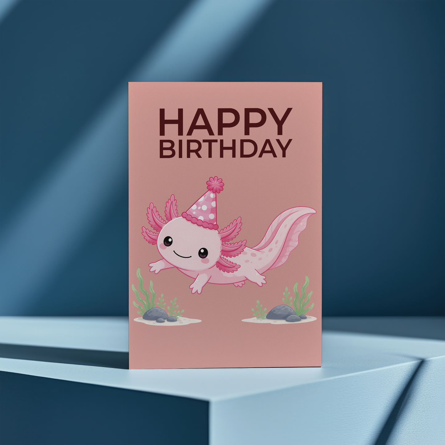 Happy Birtdhay Pink Axolotl - Greeting Card