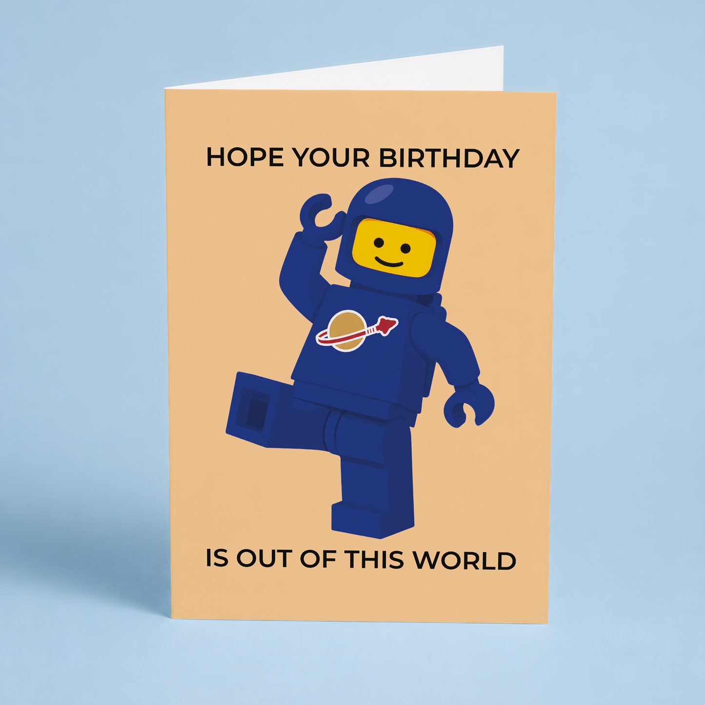 Birthday is out of this world (Blue spaceman) - Greeting Card