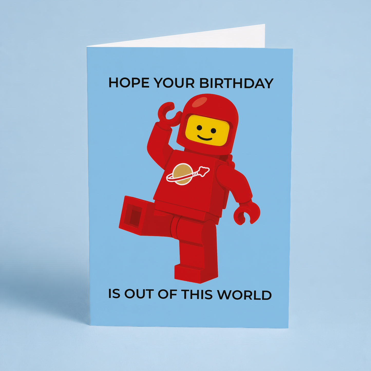 Birthday is out of this world (Red spaceman) - Greeting Card